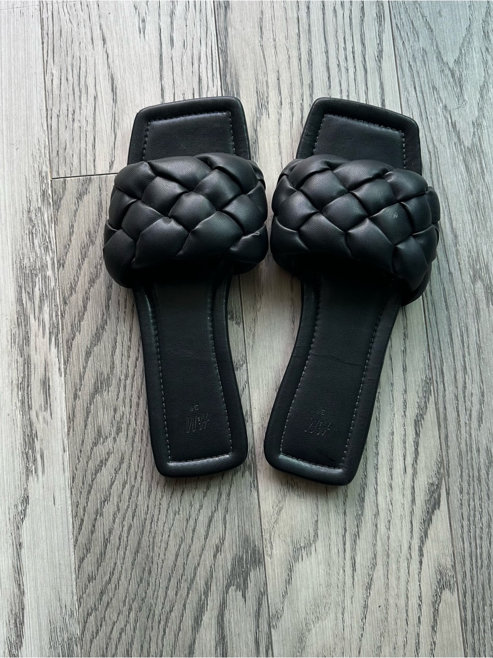Black Braided Slide Sandals - Women